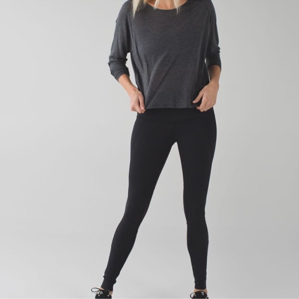 Lululemon Barre Star *Full-On Luon black mesh perforated high rise full length 2